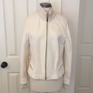 A beautiful cream leather jacket by Donna Karan